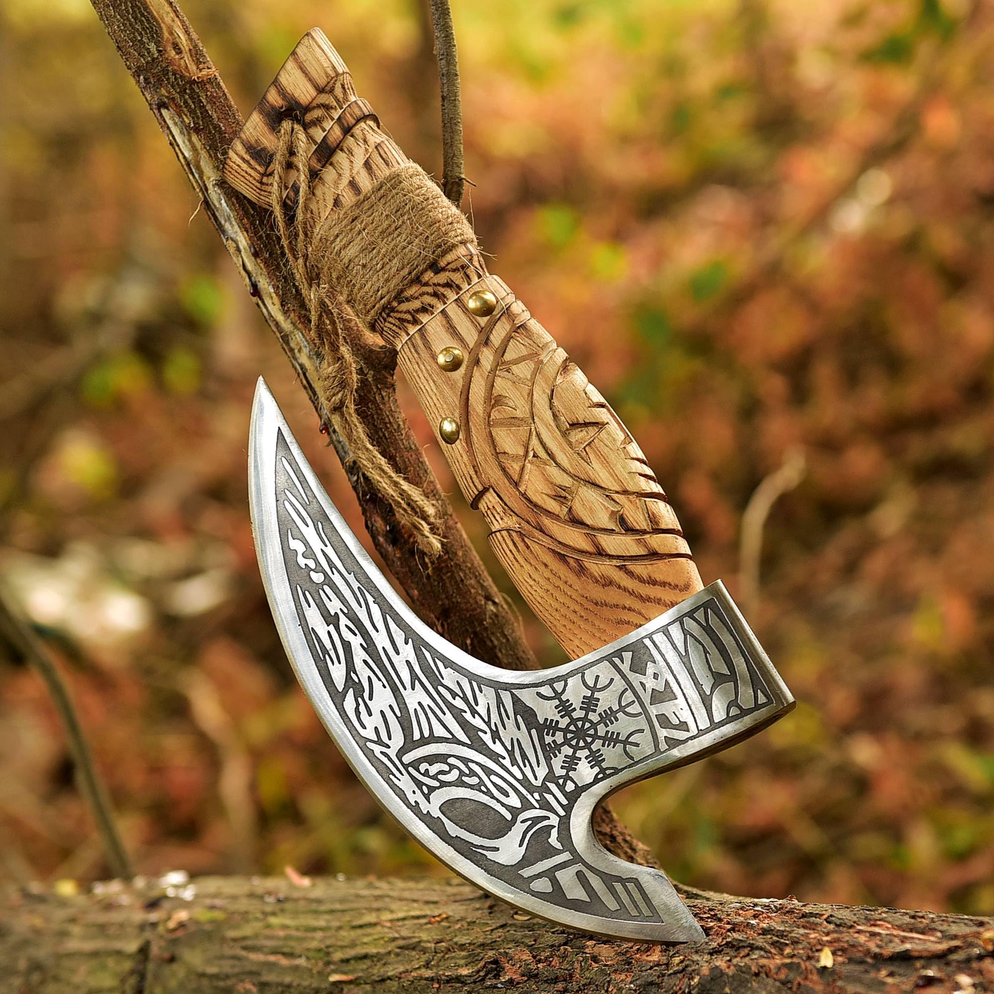 BADRAN　アンティーク フランス製メロン専用ナイフセット Amazon.com: Handmade Viking Pizza Cutter Axe With Leather Sheath